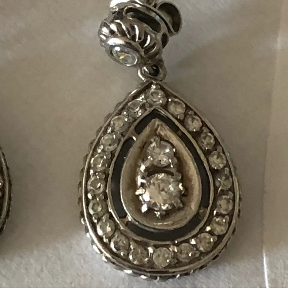 Sterling Silver and Cubic Zirconium Teardrop Earrings